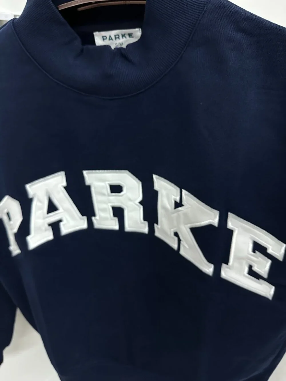 PARKE Varsity Letter Mock Neck Sweatshirt